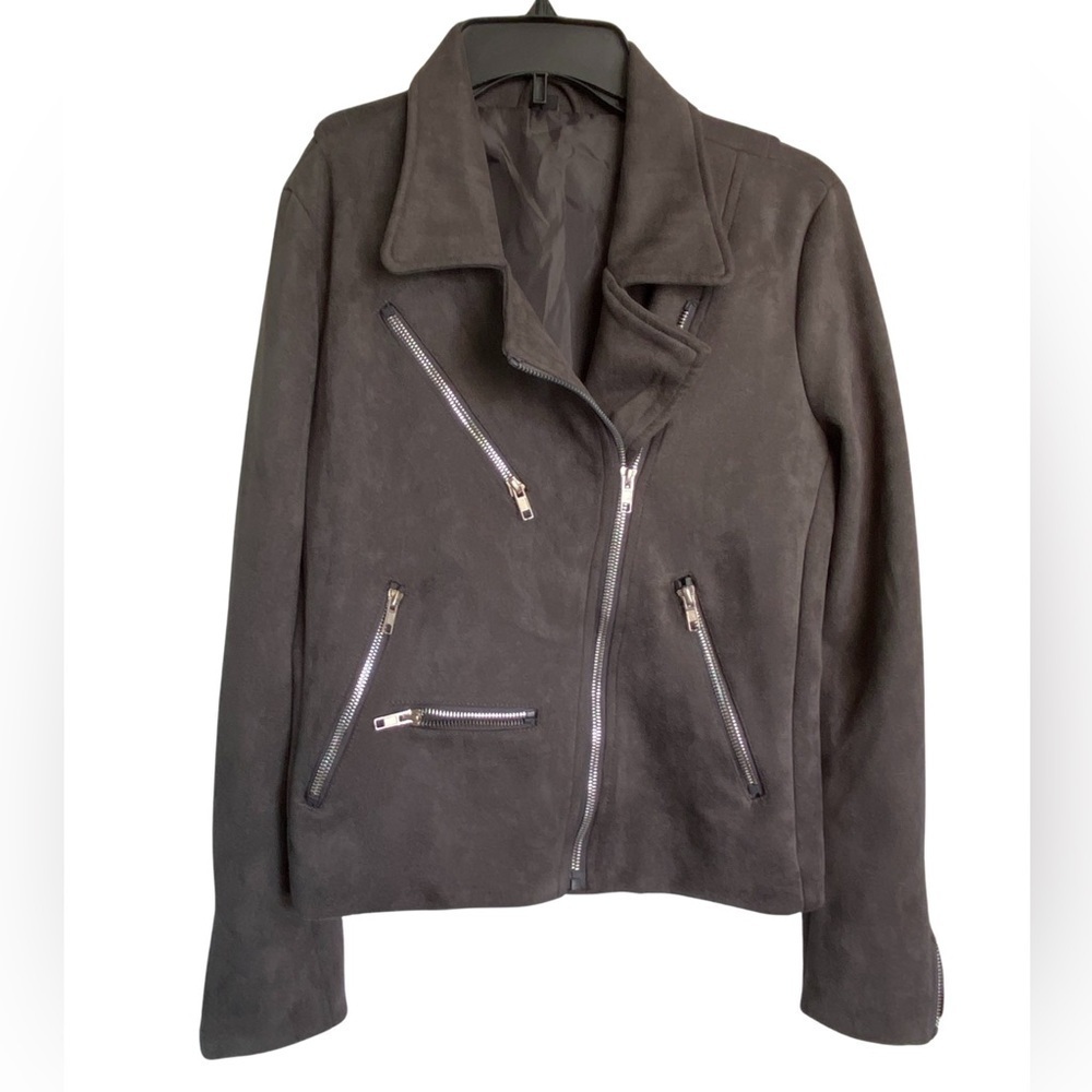 Gray Motorcycle Front Zip Jacket
